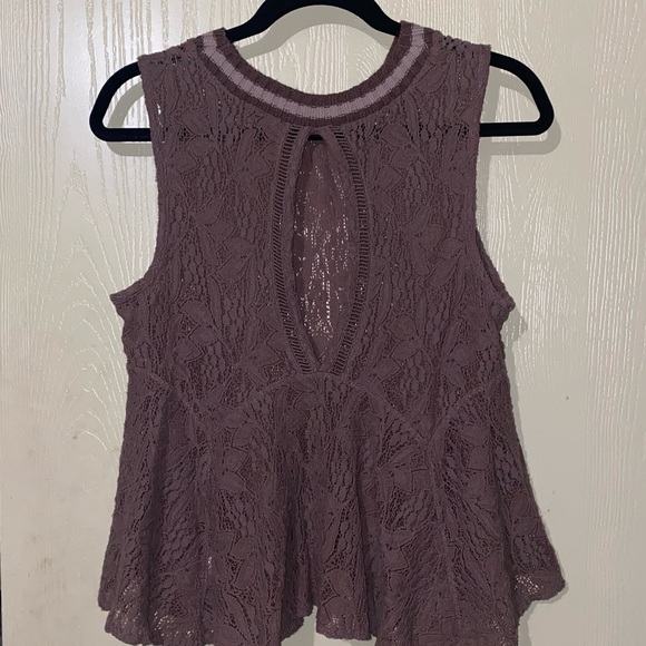 Free People dusty rose lace peplum top sz S - Picture 3 of 6